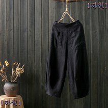 면 마 빅 사이즈 7부 팬츠 캐주얼 팬츠 여성 꼬임꼬임 항아리 린넨 배기