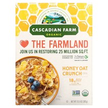 Cascadian Farm 유기농 시나몬 크런치 시리얼 260g(9.2oz), 허니 오트 크런치, 13.5 온스