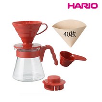 하리오 V60 드립세트 VCSD-02 홈카페 서버 드리퍼세트, 브라운