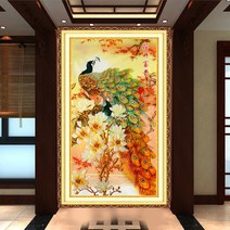 아트미니 보석십자수 순백 목련 꽃나무 공작새 가을 단풍 보름달 비즈십자수, 110x220cm