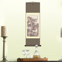 풍수 중국 전통 실크 스크롤 그림 벽 아시아 아트 홈 인테리어 작품 산 봄, 02 30cmx100cm