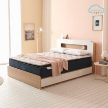 하늘채 비움 서랍형 원룸 자취 수납 LED 슈퍼싱글 퀸 사이즈 침대 깔판 프레임 ( SS / Q ), 오크화이트