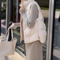패딩 조끼 여성 가을 스탠드 카라 루즈핏 자켓