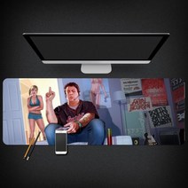 Grand Theft Auto 마우스 패드 GTA5 마우스 패드 대형 컴퓨터 게임 노트북 키보드 마우스 장패드 책상 패드 pc 게임 모바일 게임 캐릭터 마우스패드, 09_300x800mm | 3mm