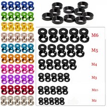 알루미늄 합금 양극산화처리 카운터 싱크 헤드 볼트 와셔 개스킷 M2 / M2.5 M3 M4 M5 M6