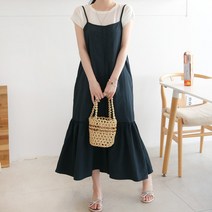데일리앤 바스락 프릴 뷔스티에 롱원피스 플룻