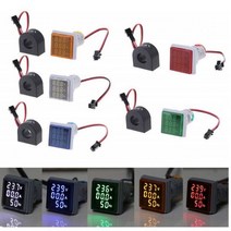 3 in 1 AC 60 ~ 500V 디지털 전압계 전류계 HZ 헤르츠 주파수 측정기 전류 전압 표시기 테스터 Amp 신호등 LED 22mm, Square VAH 1pc, Red