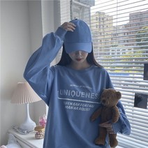 면 가을 겨울 긴팔 루즈핏 하라주쿠 스타일 BT 얇은 맨투맨 여한판 ins 학생 상의 아우터 트렌드