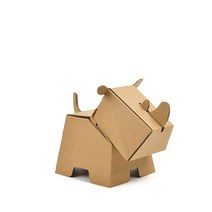 교육용 수제 골판지 3D DIY 낙서 그래피티 퍼즐 색칠 조립된 종이 커팅 하우스 모델 장난감, [09] rhinoceros