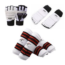 태권도 보호구 장갑 karate sparring gear hand leg protector set shin guard knee warmer women palm boxing, 3세트, m 키 140-160cm