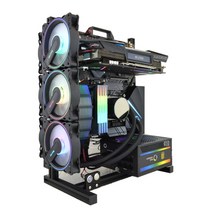 PC 케이스 컴퓨터 본체 조립 DIY 올알루미늄 오픈박스 메인보드 역 셋톱박스 360수냉, 03.오렌지 블랙, 01.공식 표준 분배
