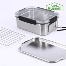 러셀 스텐 캠핑 반합 밀폐용기 세트 찜망 스텐 트레이 포함 1.6L 2.4L