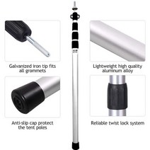 타프폴대 슬라이딩 텐트 가방 캠핑 두꺼운 알루미늄 합금 폴 조절 가능한 지지 로드 해변 쉼터 타프 차양 2 개, 6
