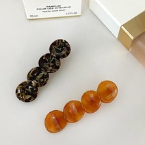 헤어집게핀 둥글이 둥근 원형 옆머리 자개 반묶음 고급 프랑스 집게핀, 브라운