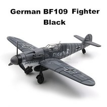 1/48 WWII 독일 BF109 영국 허리케인 전투기 4D 조립 군사 비행기 모델 무기 빌딩 블록 장난감, [11] BF109 Black
