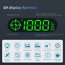 G9 자동 HUD 헤드 업 디스플레이 다기능 GPS 온보드 컴퓨터 과속 알람 범용 자동차 전자 액세서리