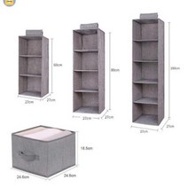 옷장 행잉 오거나이저 수납함 소품 모자 정리 보관함, 그레이브라운4단
