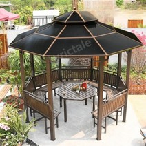 방갈로 오두막 차양 마당 파고라 원두막 가제보 바베큐장 옥상, 3.5m육각정자+좌판5개+테이블