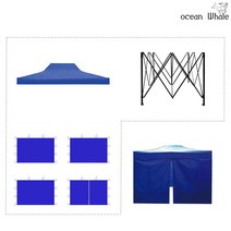 오션웨일 접이식 야외 천막 3x4.5 ABC세트 (지붕+프레임+심플바람막이 4면) 주차 행사용 포장마차 캐노피 천막, (ABC세트)블랙