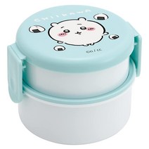 치이카와 먼작귀 원형 2단 도시락통 런치박스 간식용기 (포크포함), 1개