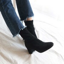 스웨이드 오피스 부츠 패션 결혼식 코디 앵클힐 구두
