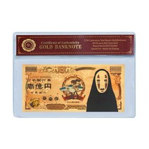 Japan Anime Spirited Away 지폐 세트 골드 만화 티켓 엔 소장품 럭키 코인 기념품 선물, [08] 1pc note 3 sleeve