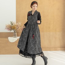 [디얼마미] 멋진 레이스 조끼 미시옷 빅사이즈 엄마옷 중년 여성 마담