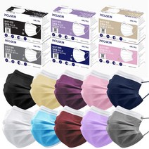 피코스킨 4중필터 국산 일회용 덴탈 마스크 50매 대형 MB필터 귀안아픈 10가지 컬러, 3) 4중필터 그레이_대형 50매