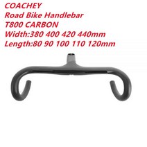COACHEY-T800 카본 로드 바이크 자전거 핸들 바 통합 매트 핸들 바 컴퓨터 마운트 랙 포함 28.6mm 380mm, 400x80