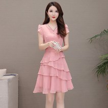 라운드 쉬폰 여름 3040대 미시 맘룩 여성 미디원피스