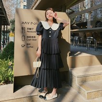 여성 빅카라 롱원피스 블랙 퍼프 드레스 디자인 봄 여름 주름 프릴 스커트 루즈핏 판도라 조작된 낙원 이지아 홍태라 고해수 장희진 차정원 기은세 김나영 스타일 원피스