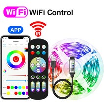 블루투스무드등 RGB 앱 블루투스 원격 제어 LED 스트립 조명 USB 유연한 색상 변경 휴일 방 TV 백라이트용, 04 IR WiFi Control_01 1m