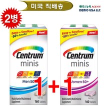 CENTRUM 센트룸 미니 실버맨 & 실버우먼 160정 멀티 종합비타민-2병 (크기가 작아서 쉽게 삼킬 수 있어요~), 2개