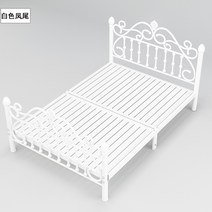 북유럽 철제 침대프레임 엔틱 싱글 더블 침실꾸미기 매트리스받침대, 화이트 양쪽가드 + 침대 보드