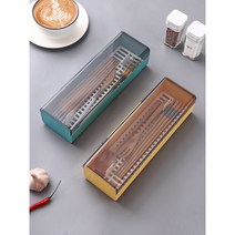 뚜껑있는 물빠짐 뚜껑 사각 업소용 가정용 식당 수저통 정리함, 옐로우, 1세트