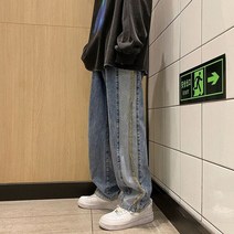 남자 명품 청바지 연청바지 y2k 레트로 남성 루즈한 스트레이트 모든 매치 트렌드 폭탄 스트리트 러피언 잘생긴 와이드 레그 2022 새로운 남성 바지 핫 스타일
