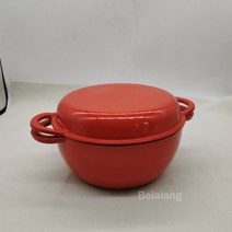더치오븐 솥 무쇠 무쇠냄비 캠빙오븐 크록팟5QT 헤비 듀티 2 in 1 에나멜 주철 더블 네덜란드 오븐 캐서롤
