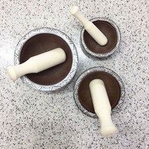 도자기3개+공이3개 세트 절구 국내 도예촌 여주 생산 마늘 다지기 미니 절구통 깨갈이 이유식 곡물 빻기