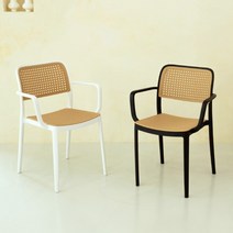 [위드퍼니처] 스킨 라탄 암 체어 인테리어 야외 주방 카페 의자, 색상:블랙