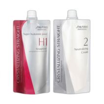 시세이도 크리스탈라이징 스트레이트 알파 H 건강모 매직스트레이트너 1 2제 각각 400ml 11203691, 2 N 손상모 액상중화제