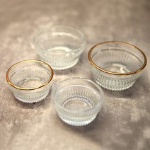 유리빗살종지 일반 골드라인 글라스 소스볼 미니그릇 유리식기, 대(일반)