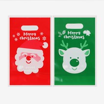 더팩컴퍼니 크리스마스 레드산타 디자인비닐봉투 50p + 크리스마스 루돌프 디자인비닐봉투 50p 세트, 1세트
