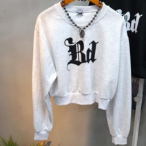 B프린팅 크롭맨투맨티