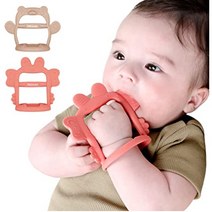 쁘띠누베 실리콘 꽃게 손목 치발기 아기치발기 동물치발기, 단품, 베이비 코랄, 1개