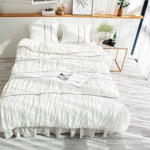 [천삼백케이] [까사엘] 60수 포플린 오델리 퀸 화이트 차렵침구 기본셋(이불베개세트)