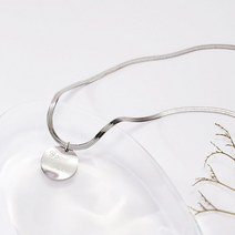 노이드비 써지컬스틸 굿럭 웨이브원형팬던트 뱀줄체인목걸이