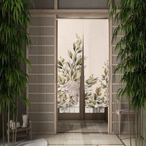 녹색 잎 문 커튼 식물 일본 파티션 걸이식 커튼 주방 침실 입구 출입구 장식 노렌 Cortinas, 85x150cm, 23 CTS00531_06 85x150cm