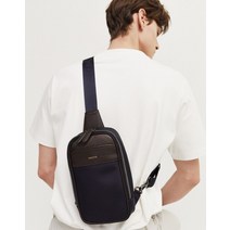 21FW [populet]브라운 가죽배색 나일론 슬링백 WUBA1F892W3