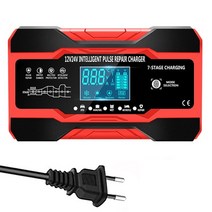 차량용배터리 자동차 인산철 밧데리 12v 24v 10a 5a 자동 스마트 충전기 7 단계 스마트 충전기 젤 습식 agm 충전기, 레드 EU 플러그