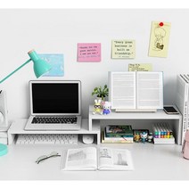 듀얼 2단 모니터 받침대, 다크월넛